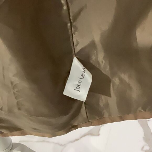 John Lewis Beige Trench Coat Mock Neck Hidden Buttons Pockets Lined Size 12 - Picture 9 of 9